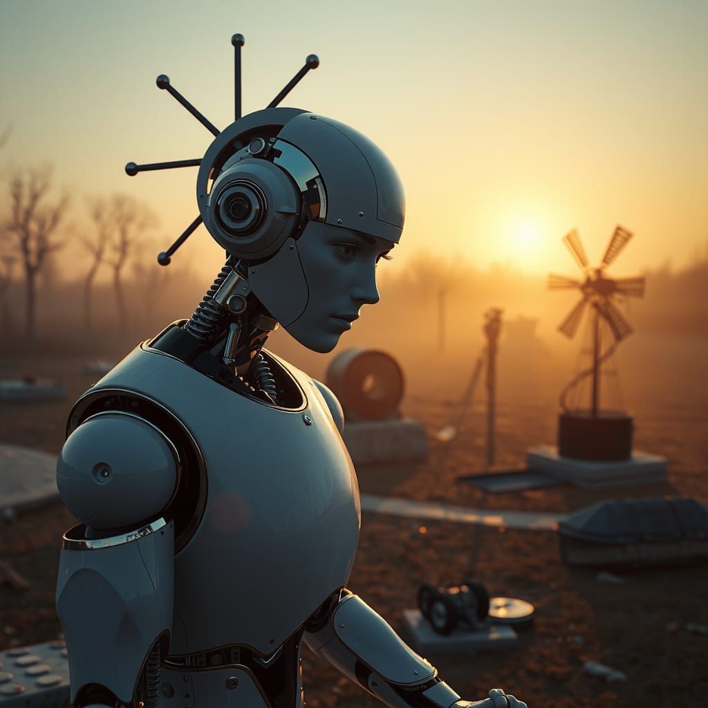 Android Plays Mini-Golf in Cyberpunk Post-Apocalypse