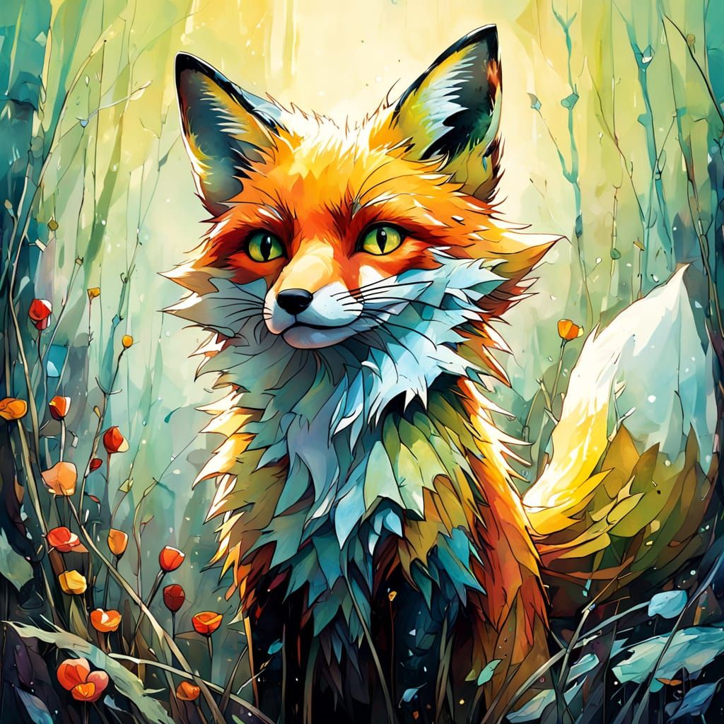 Airbrushed Brer Fox in Textured, Primitive Style