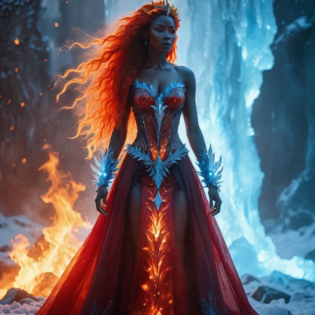 Goddess of Ice and Fire in Digital Art