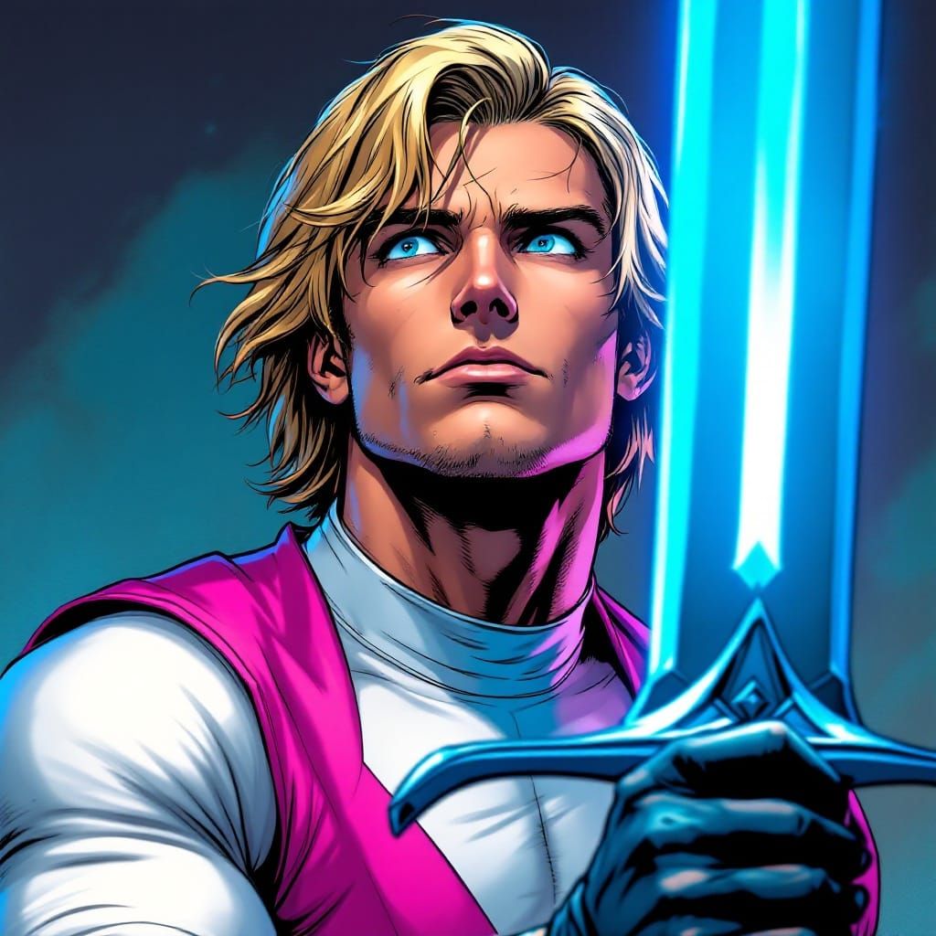 Prince Adam in Heroic Close-Up, Comic-Book Style