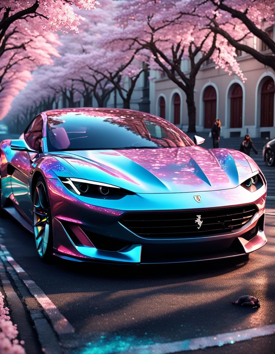 Futuristic Ferrari in Spring, Digital Art