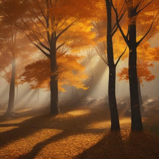 Autumn Paper Collage Landscape in 3D Digital Art