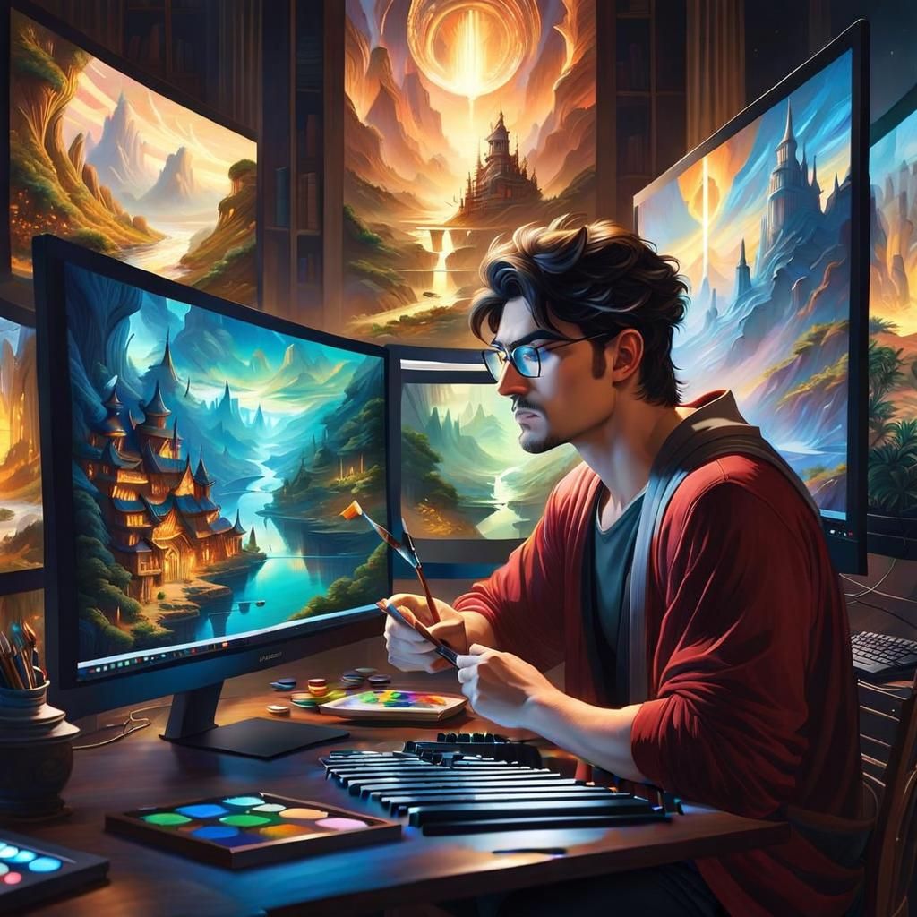 Fairytale Computer Keyboard in Digital Matte Painting