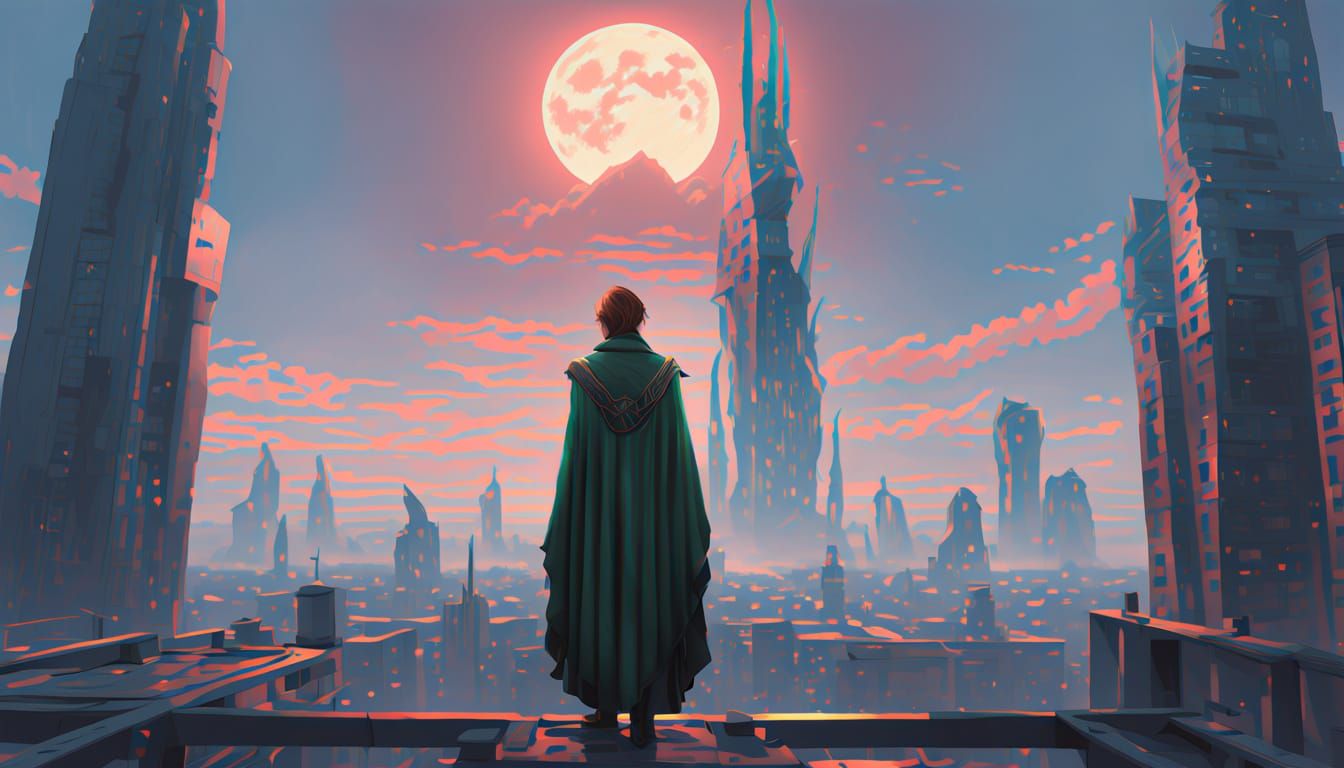 Mystical Celtic Warrior Maiden Conquers Modern City Skyscrap...