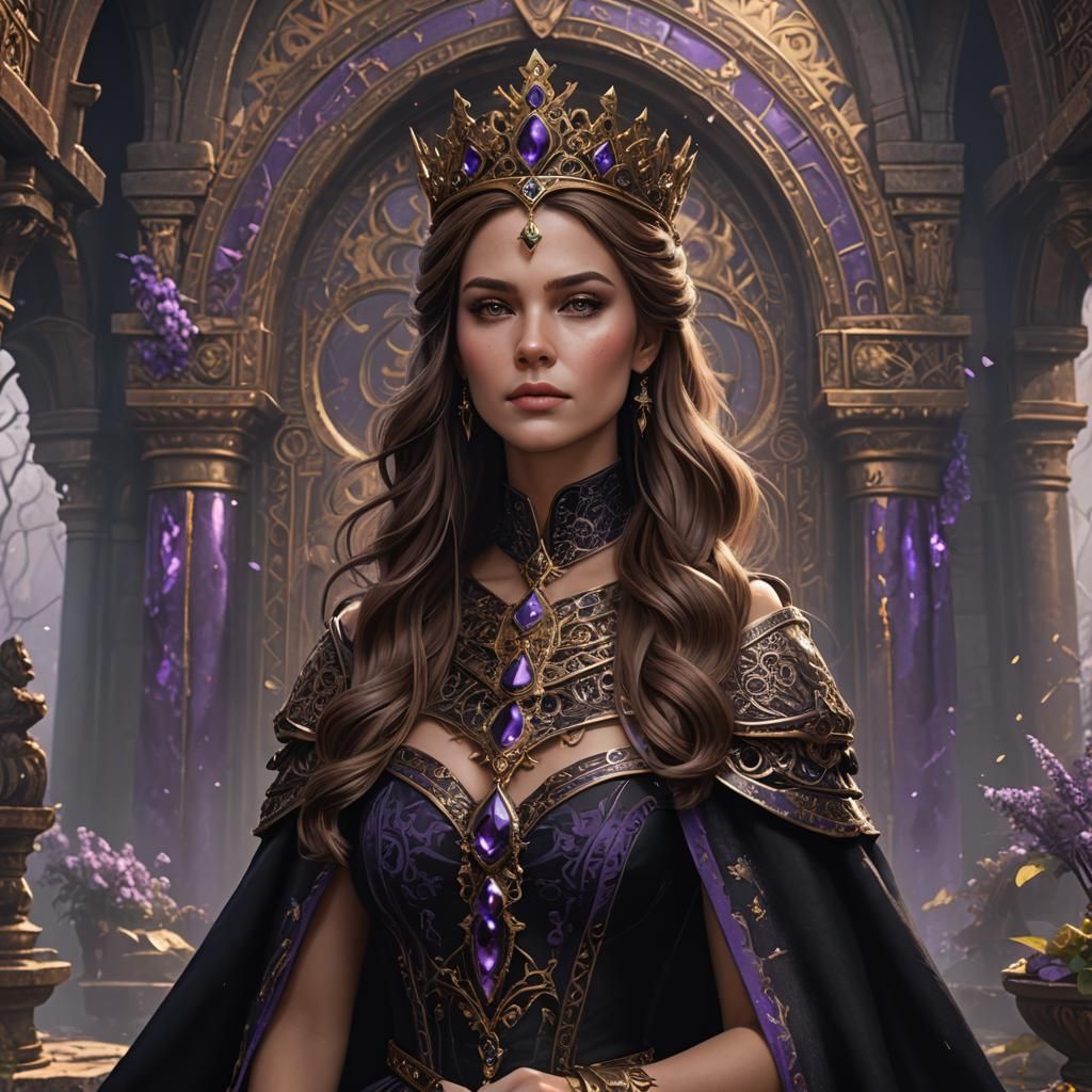 Queen Rebecca: Detailed Matte Painting in Black and Amethyst
