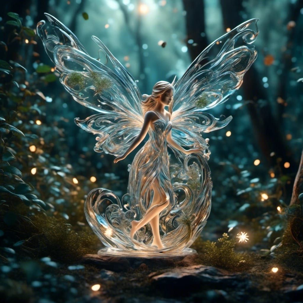 <lora:Crystal Glass Style:1.0> fairy