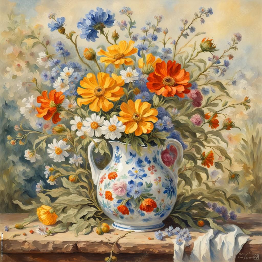 Jug with meadows flowers