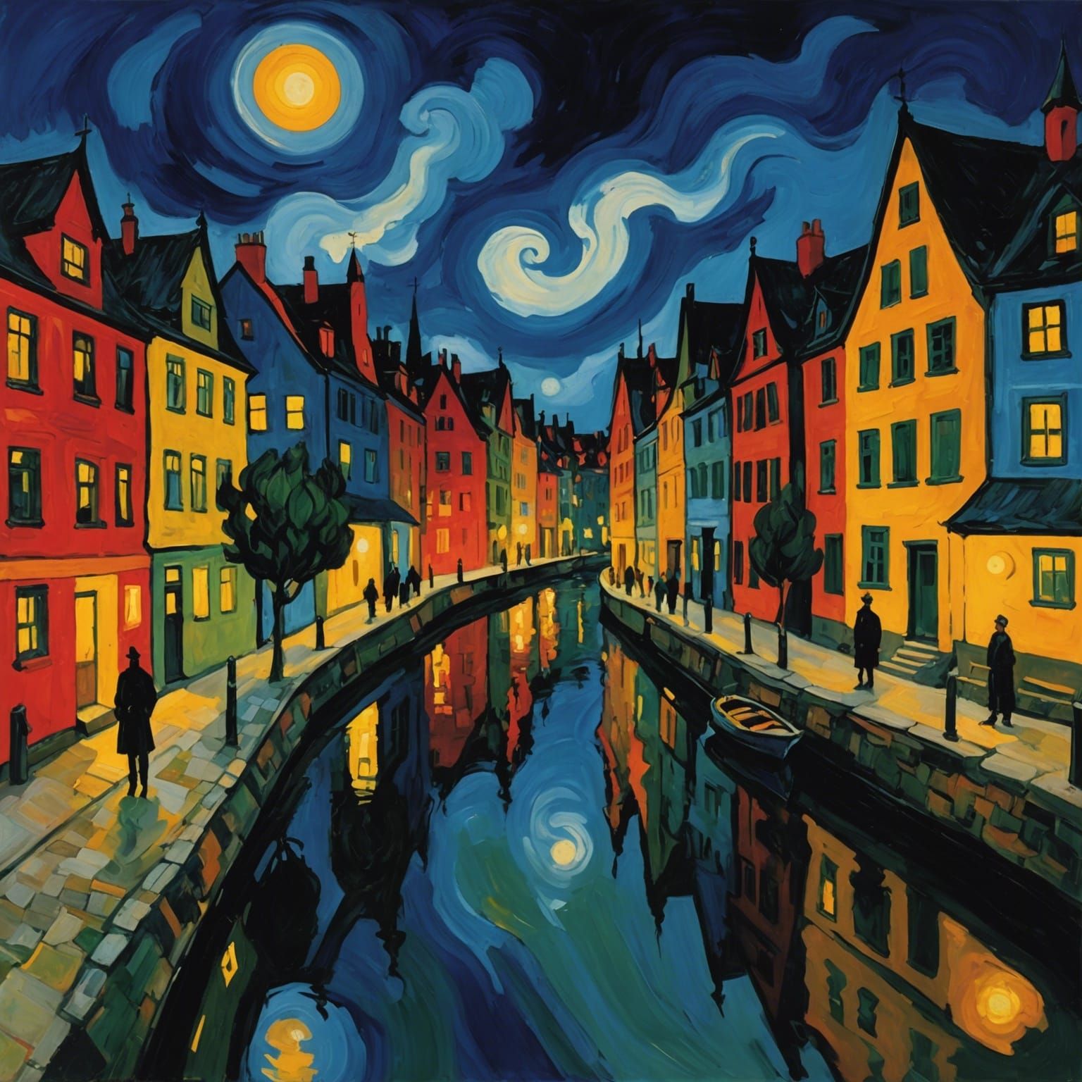 Sci-Fi Jupiter Town: Expressionist Painting