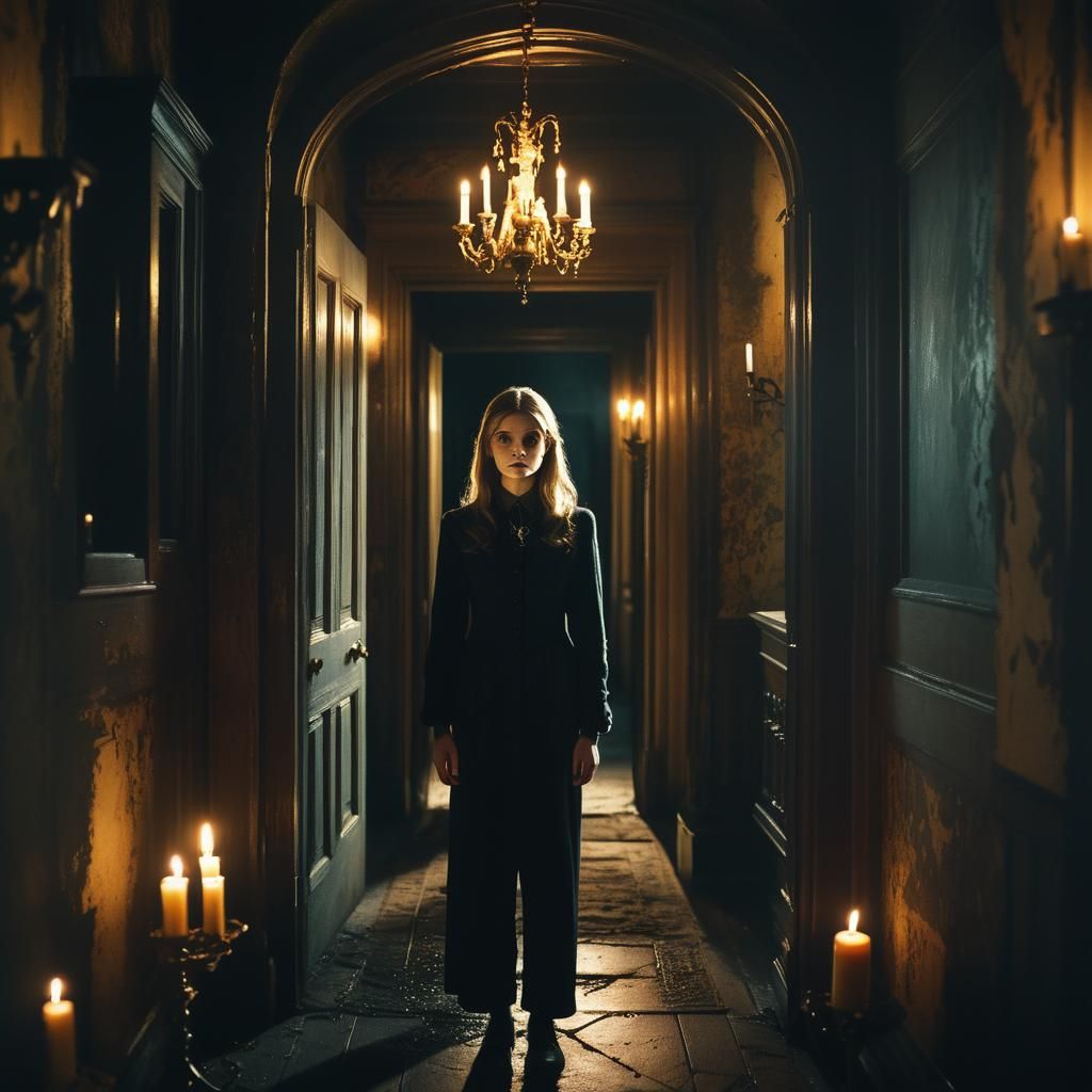 Spooky Mansion Entrance in Cinematic Style