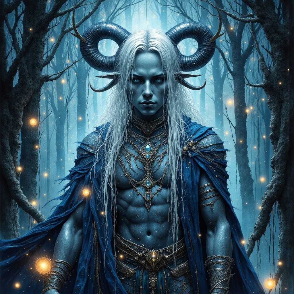 Dark Fantasy Woodland God in Mystical Forest