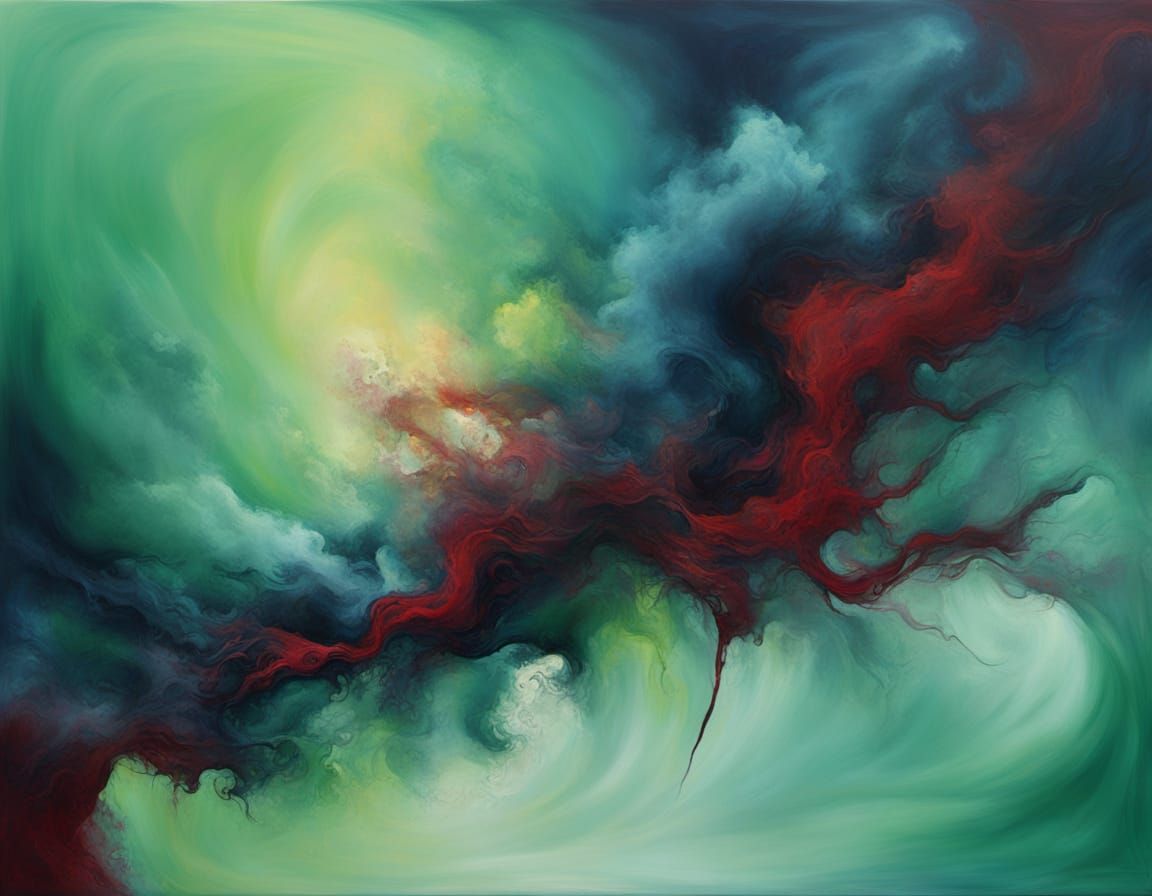 Ominous Abstract Surrealism Painting with Bitter Mist