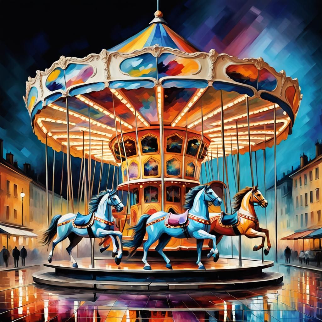 Hypermodern Carousel in Split-Complementary Colors