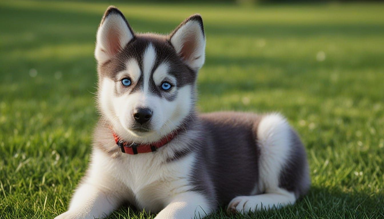 Soulful Husky Puppy in Warm Light