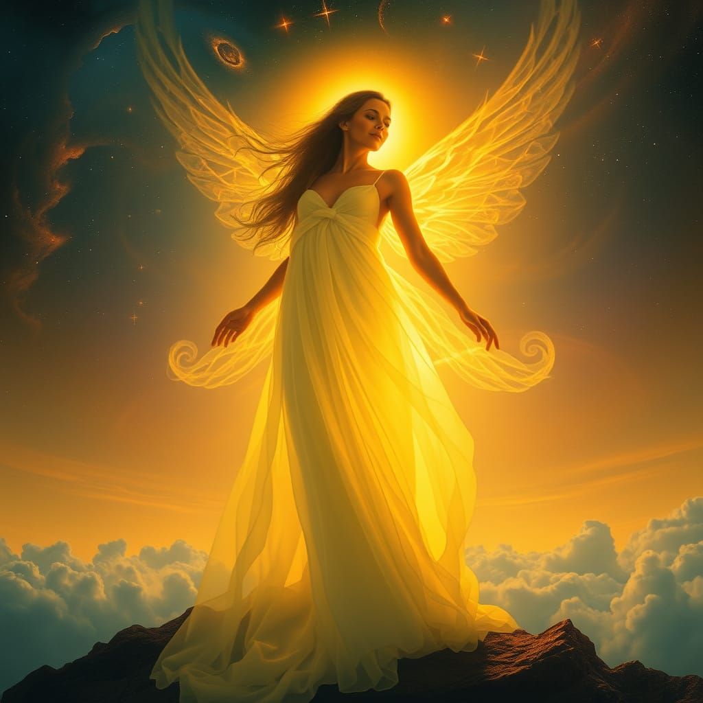 Ethereal Figure in Cosmic Dreamscape