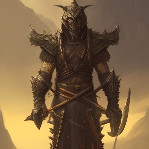Fantasy Warrior in Scaled Armor Concept Art