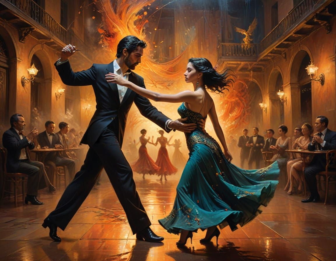 Ethereal Argentine Tango Dancers in a Buenos Aires Milonga