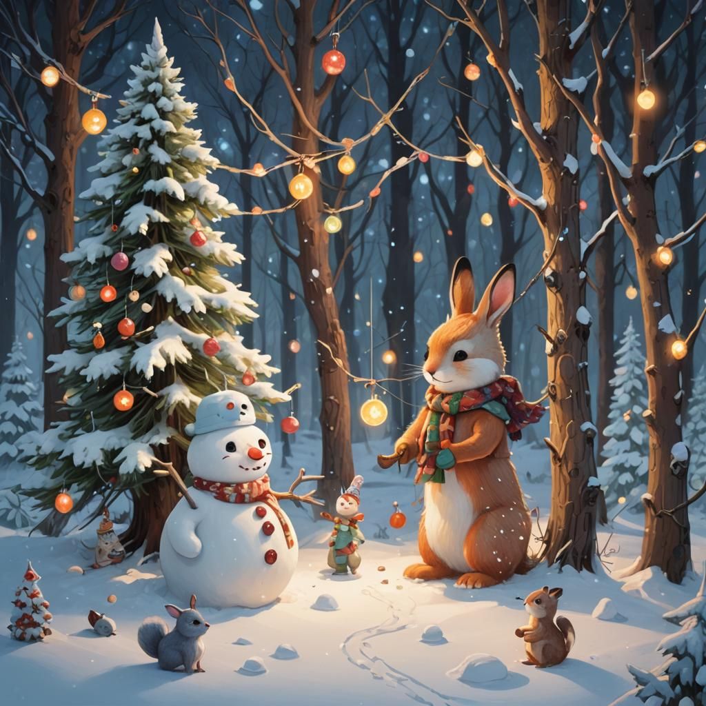 Enchanted Forest: Snowman and Friends Decorate for Winter