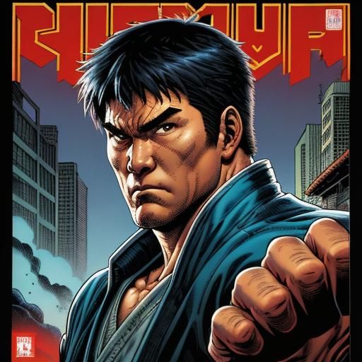 Ryu in Comic Book Art Style