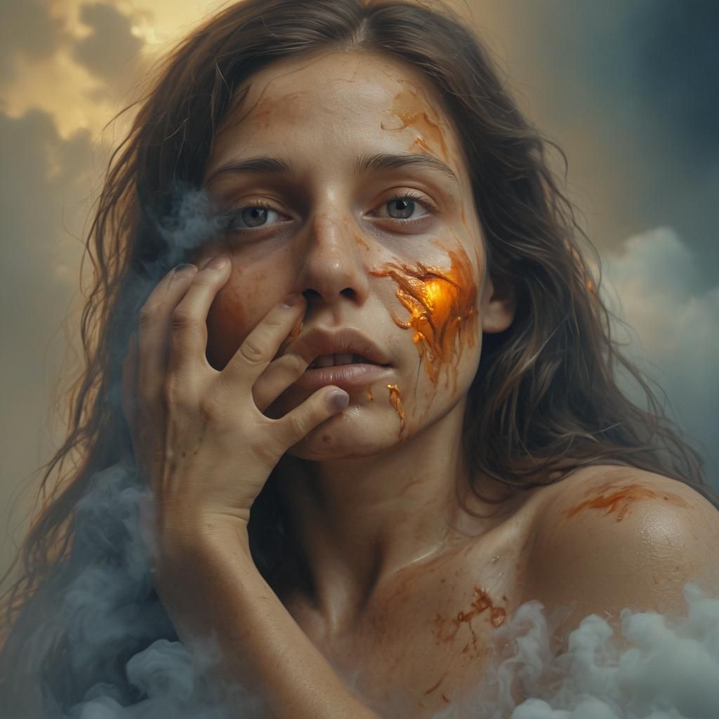 Surrealist Portrait: Mother and Child in Dreamlike Setting