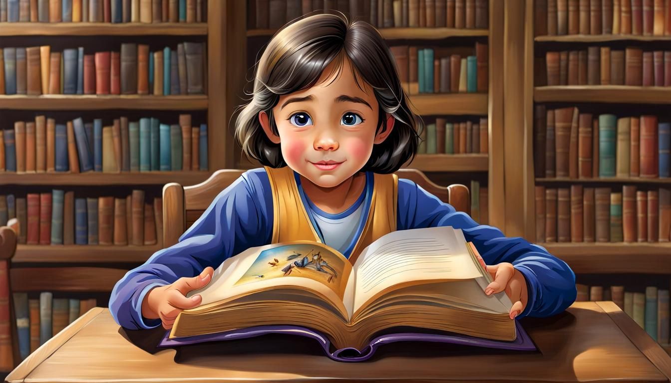 Children's Storybook, open book with large illustrations