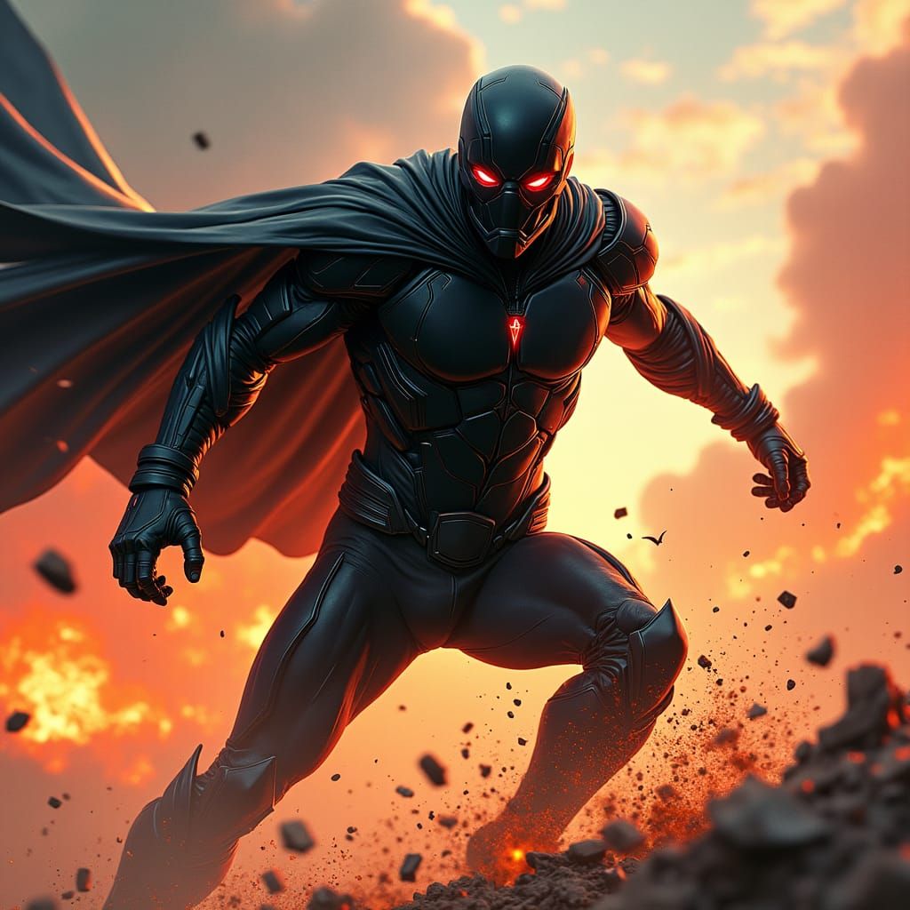 Hyperrealistic Armored Speedster Battles on Vibrant Field