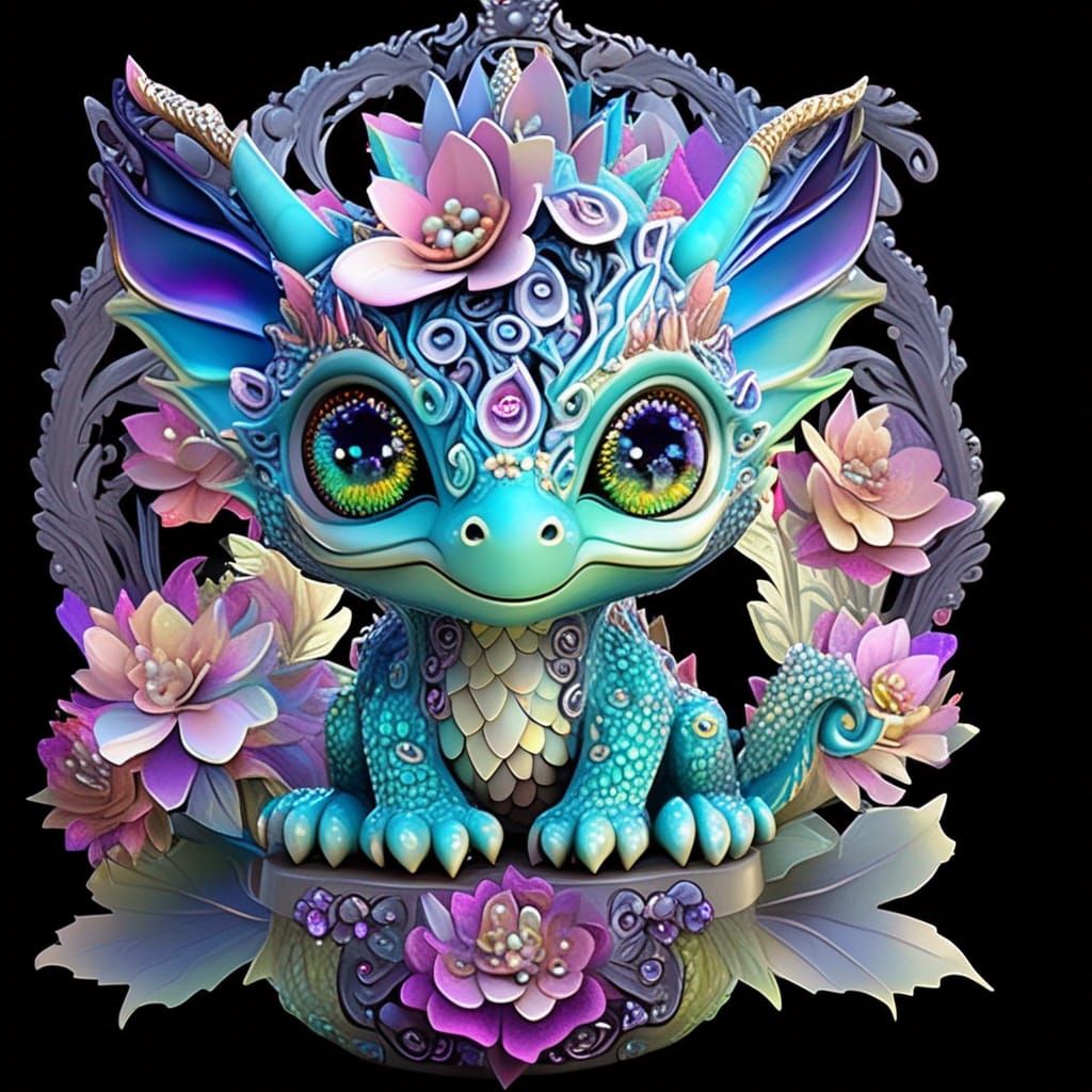 Colorful Magical Dragon Sculpture in Fantasy Style