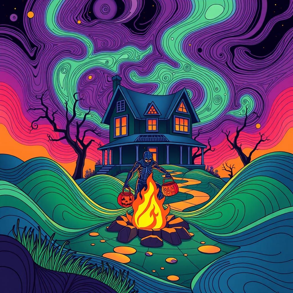 Mindflayer's Halloween Dance: Abstract Vector Art