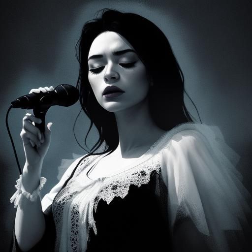 Surreal Singer in a Dark, Misty Atmosphere