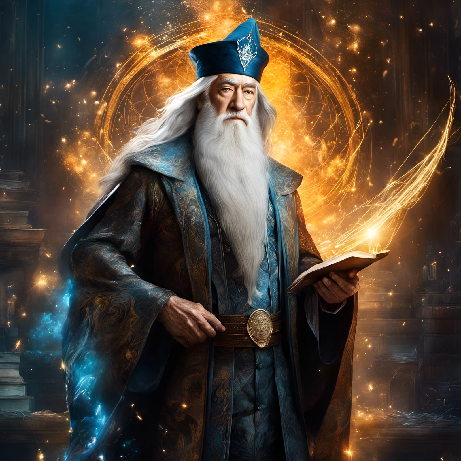 Muscular Albus Dumbledore Portrait, Detailed Character Art