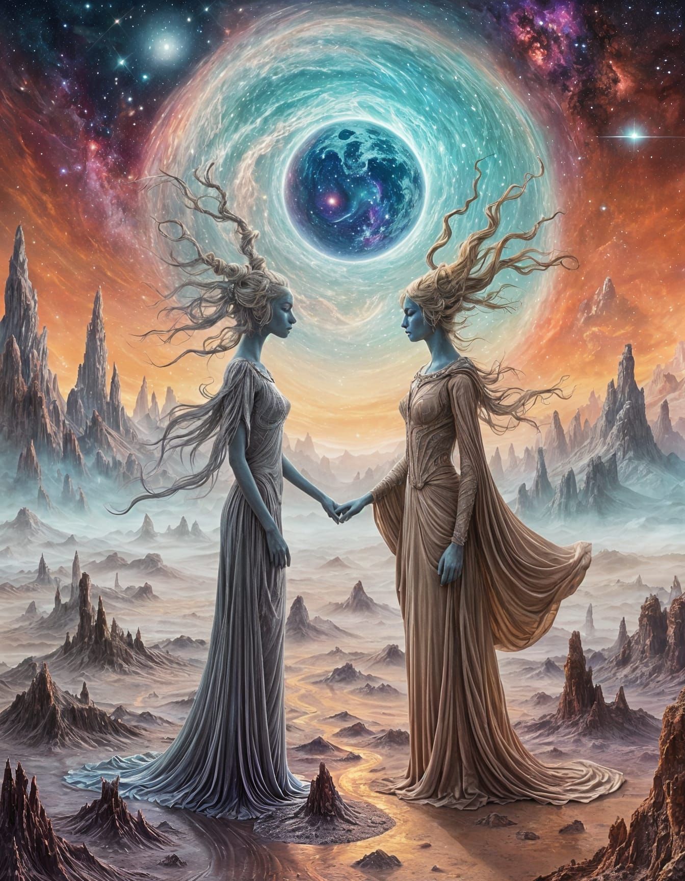 Harmonious Elementals in Cosmic Nebula Duet