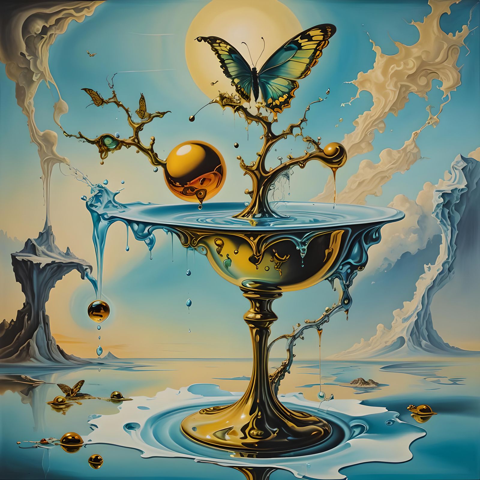 Surreal Melting Oil Painting in Dali Style