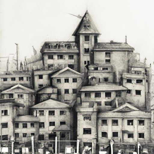 Hyperdetailed Charcoal Drawing of an Asylum