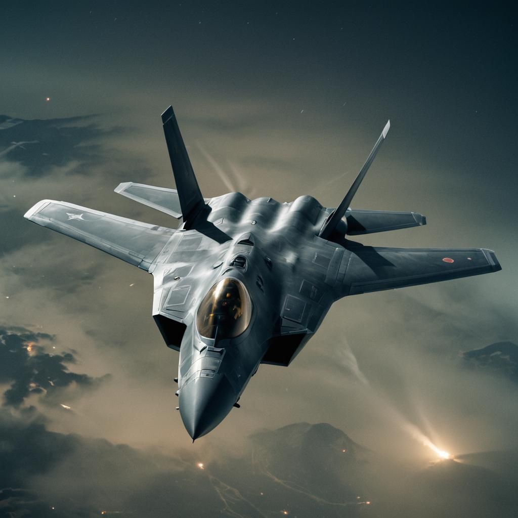F22 Raptor at Night in Cinematic Style