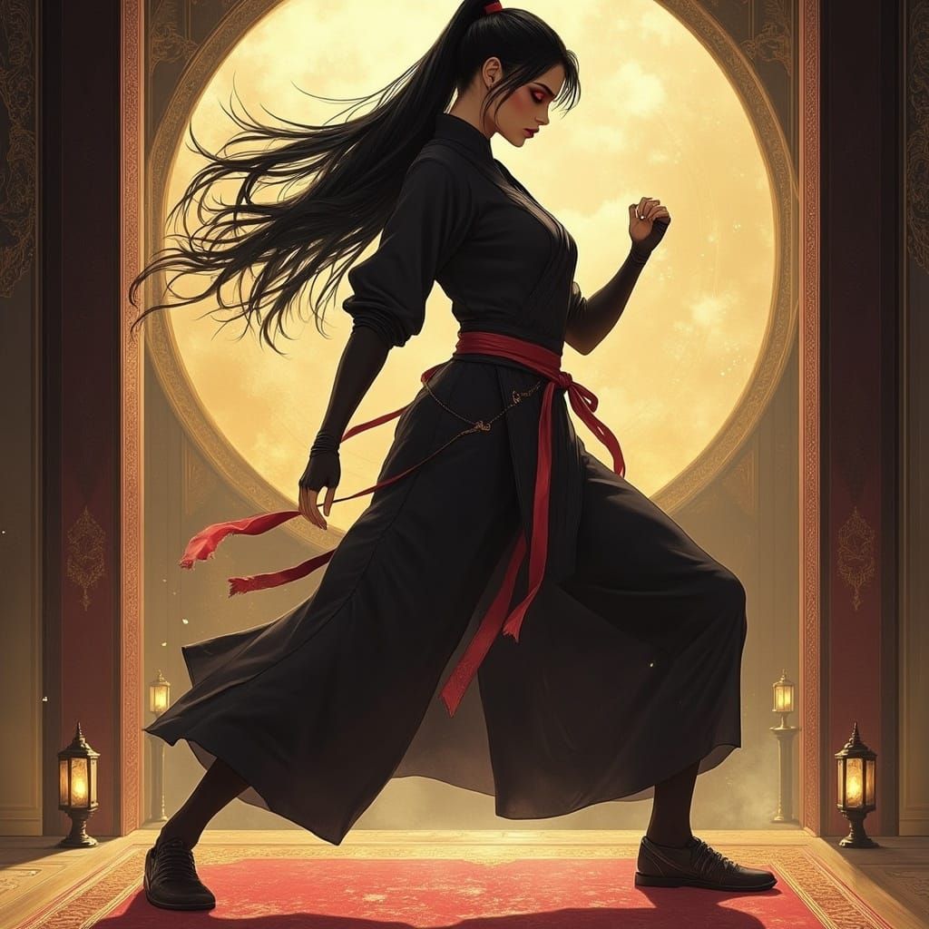 Powerful Female Martial Artist in Dark Magic Style
