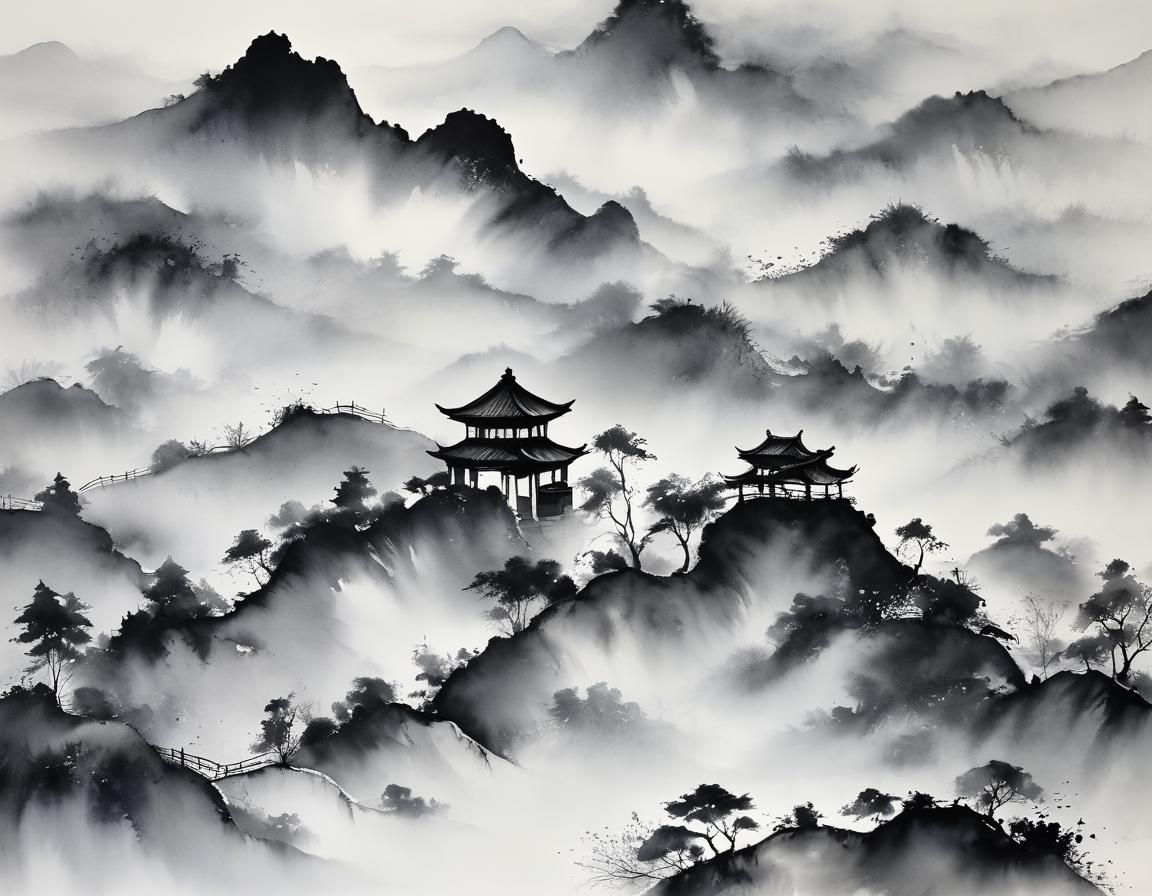 Minimalist Abstract Landscape in Chinese Watercolor