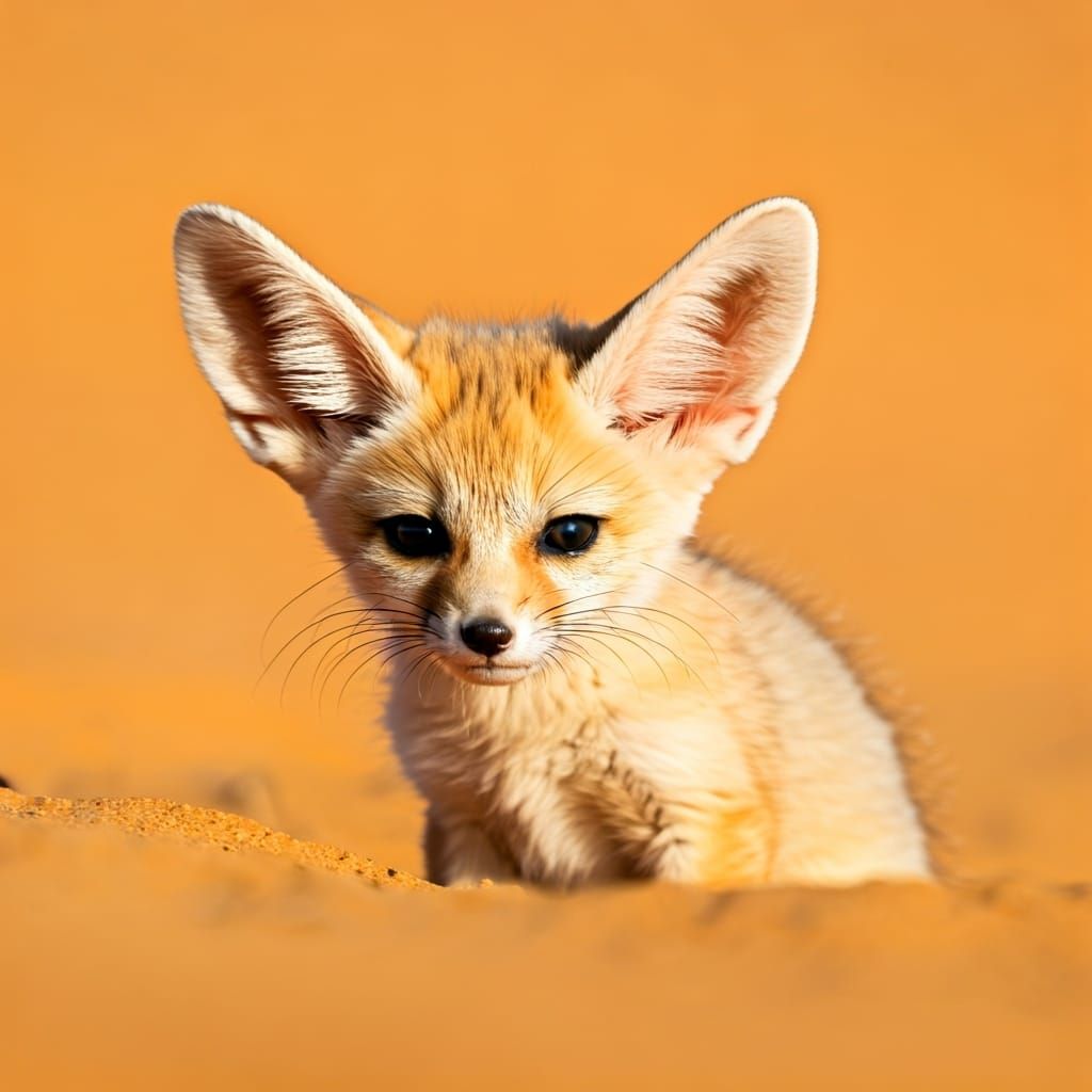 Baby Fennec Fox in Sahara Desert Oasis