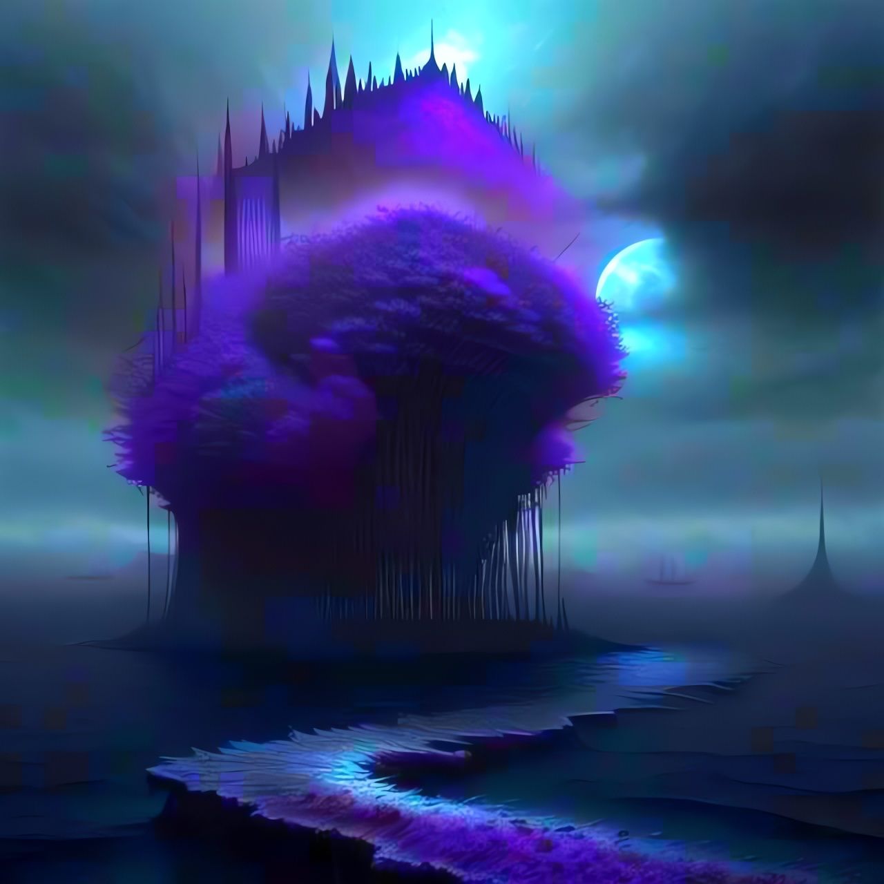 Beksiński-Inspired Surreal Landscape in Dark Tones