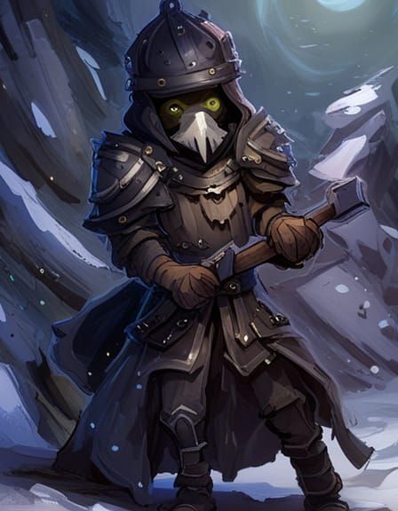 Armored Kenku Warrior with Warhammer