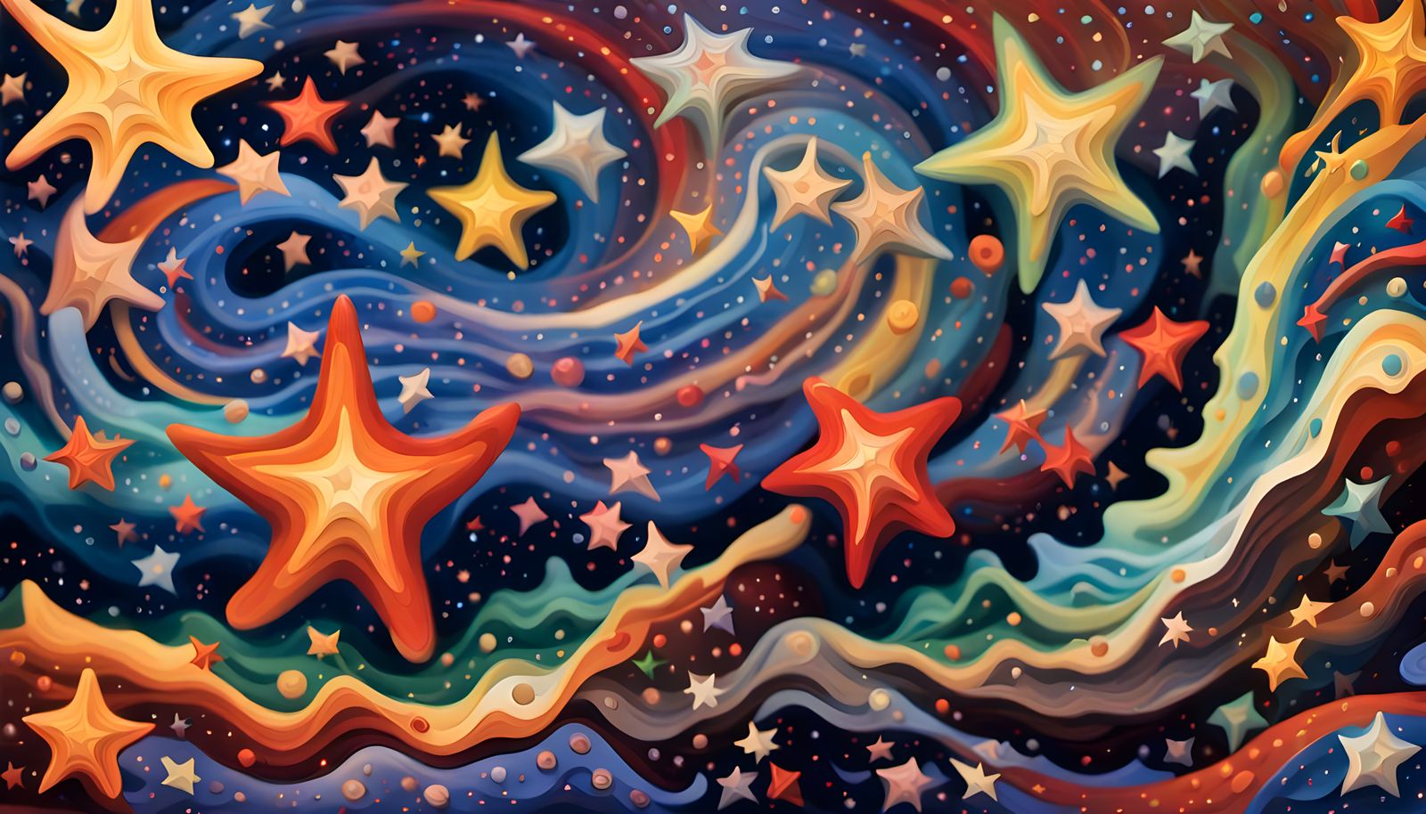 Iridescent Star Cluster in Aboriginal Painting Style