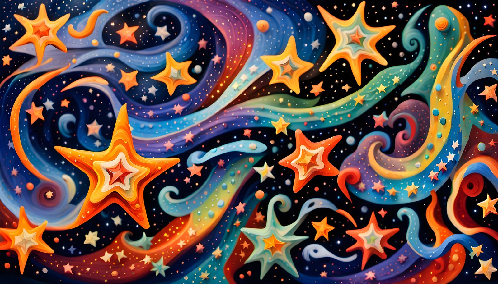 Iridescent Aboriginal Painting of Celestial Star Formation