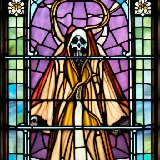 Grim Reaper Stained Glass Window Comic Art