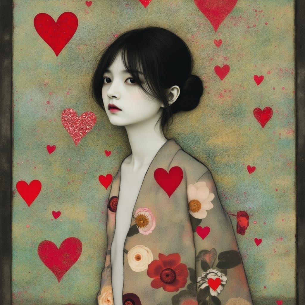 Furutsubaki No Rei Spirit in Kimono with Camellia