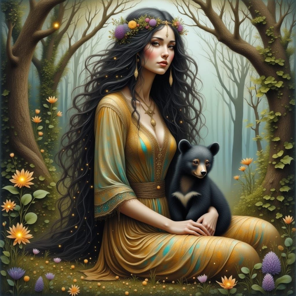 Mystical Woodland Queen in Whimsical Flux Style