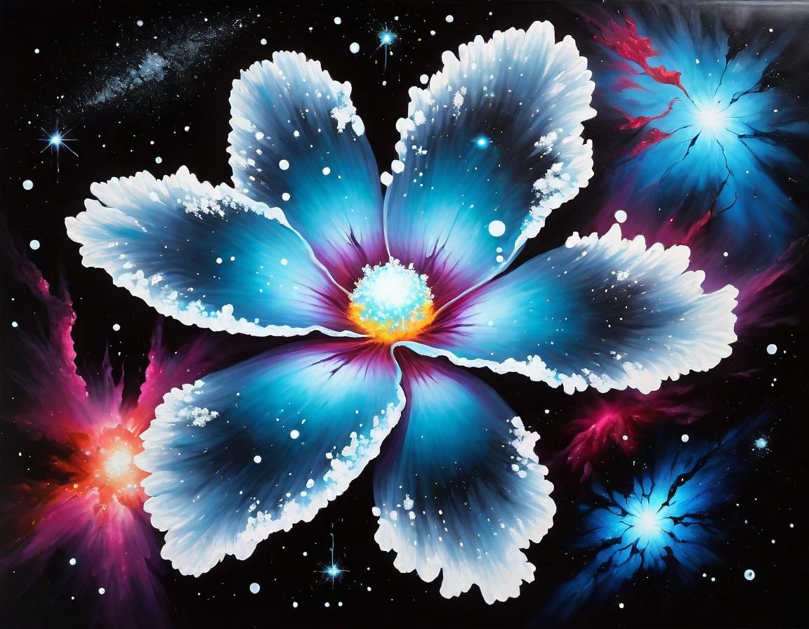 Galactic Nebula Flowers in Space as Digital Art