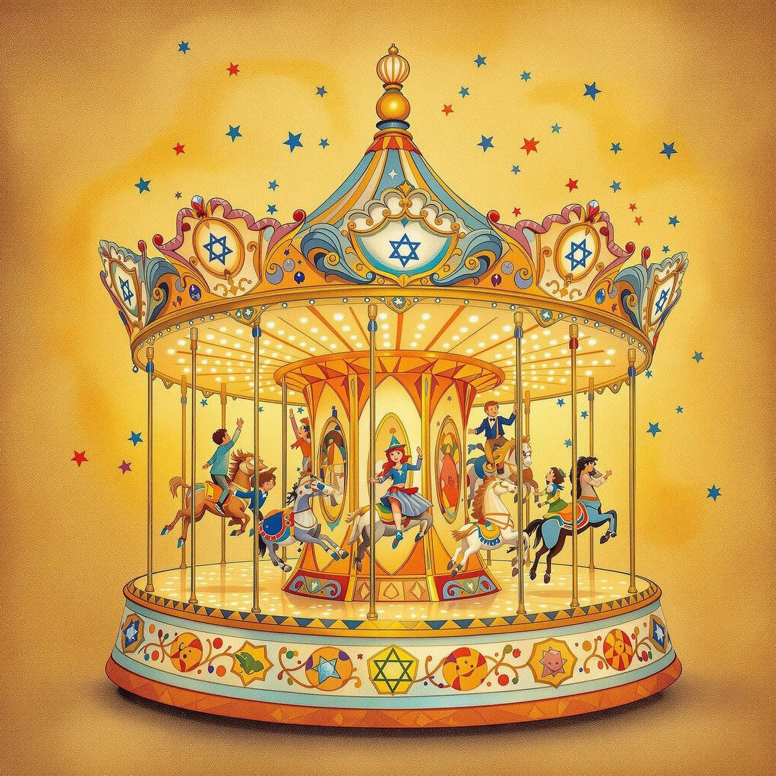 Whimsical Hanukkah Carousel in Pastry-Inspired Style