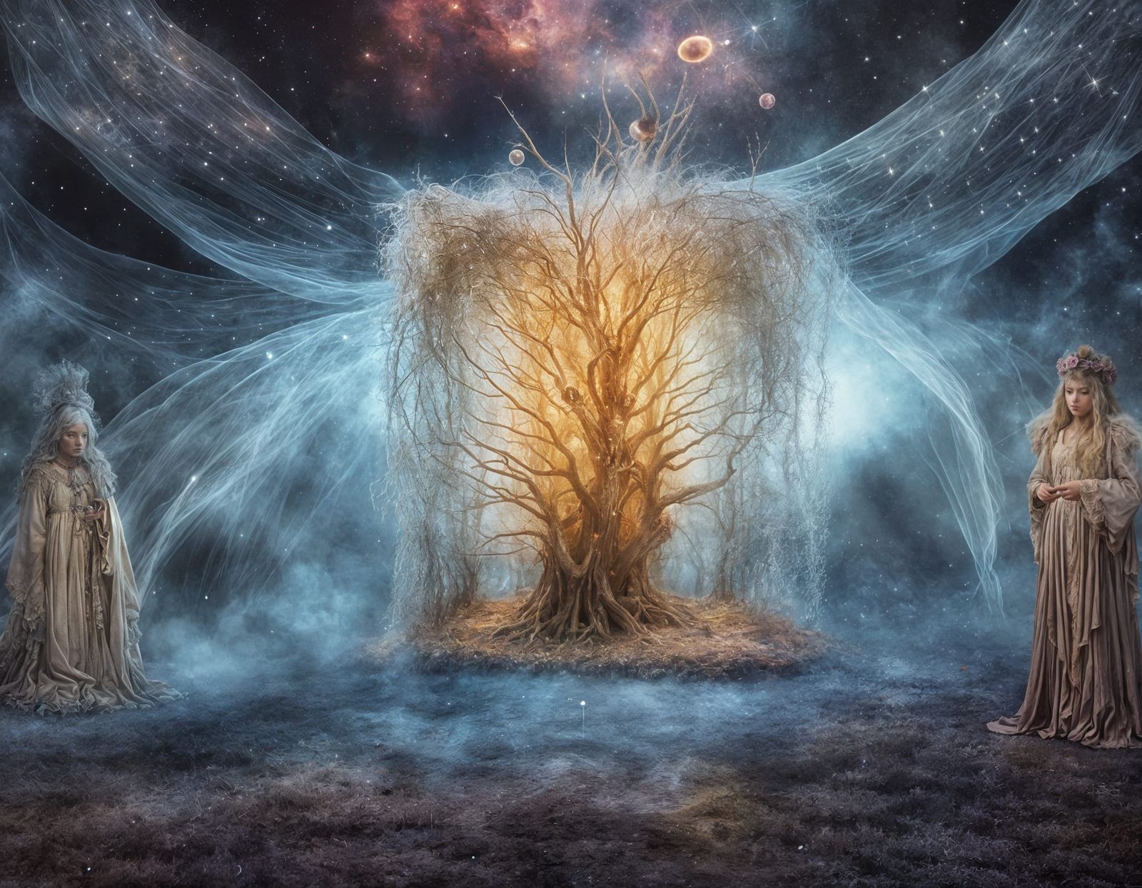 Magical Biological Scene with Dreamy, Surreal Qualities