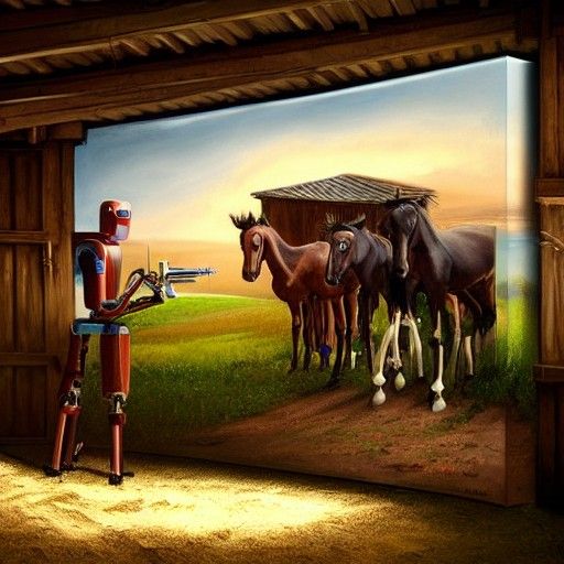 Robot Artist Paints Inside Stable: Matte Painting
