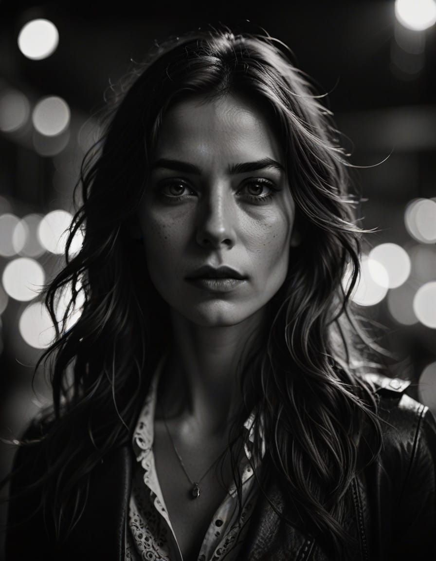 Enigmatic Woman in High-Contrast Black and White