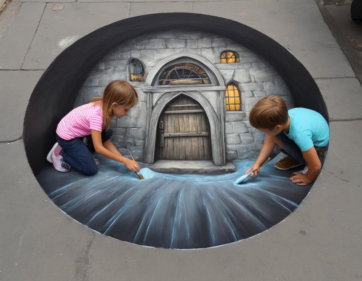 Surreal 3D Chalk Art: Cellar Entrance