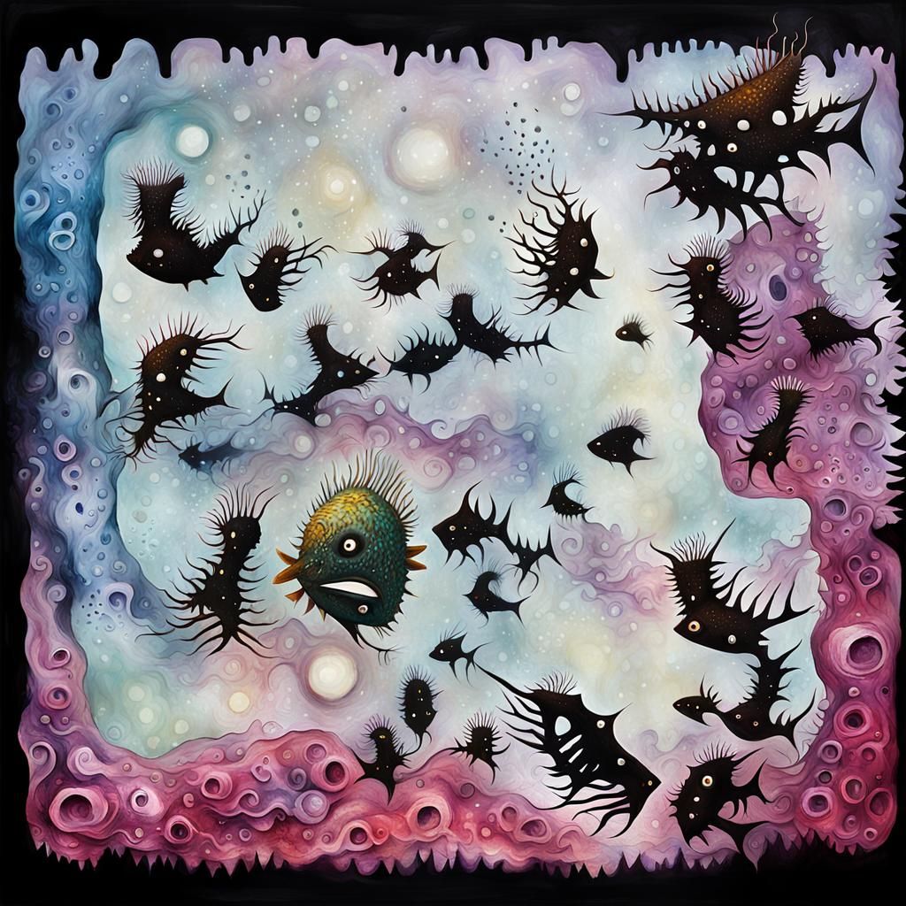 Deep-Sea Anglerfish in Negative Underwater Polarization